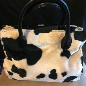 Cute Cow Print Furry Purse